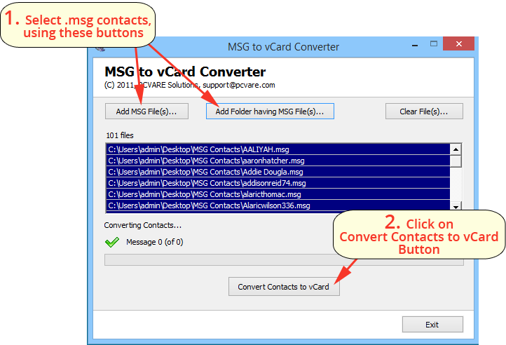 Complete MSG to VCF conversion steps