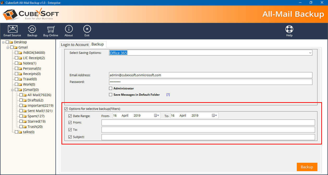 Choose desirable output option and advance filters